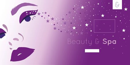 beauty and spa card with woman and stars vector illustration designのイラスト素材
