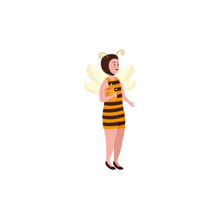 woman disguised bee character fairytale vector illustration designのイラスト素材