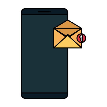 smartphone technology with envelope email vector illustration designのイラスト素材