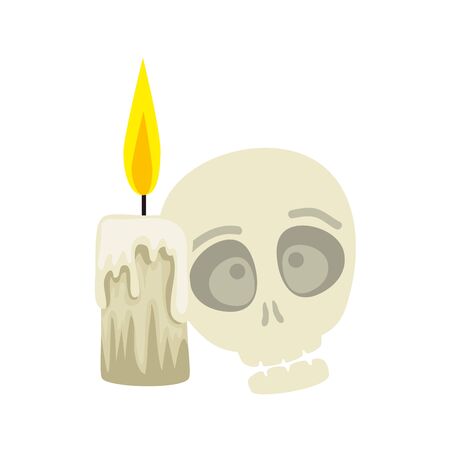 skull halloween with candle isolated icon vector illustration designのイラスト素材