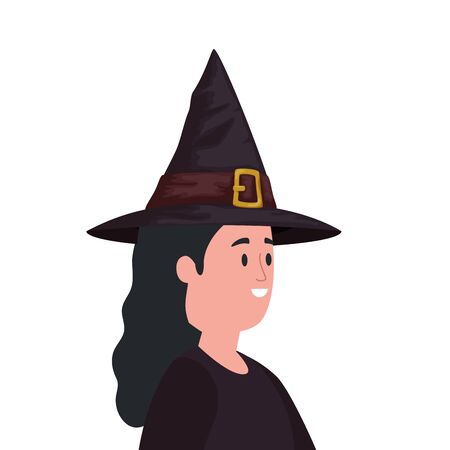 young woman disguised witch isolated icon vector illustration designのイラスト素材