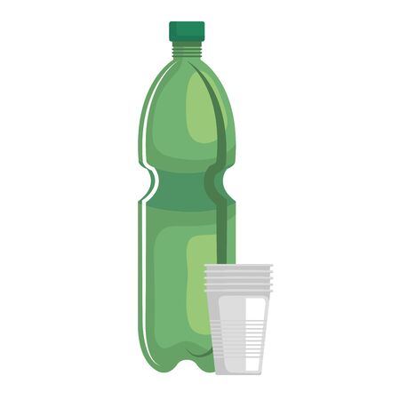 plastic bottle recycle with plastic cups vector illustration designのイラスト素材