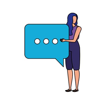 young woman with speech bubble character vector illustration designのイラスト素材