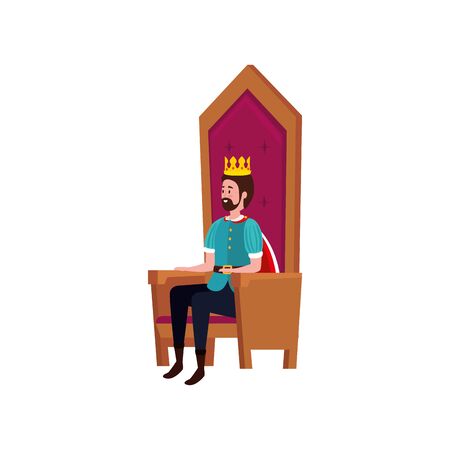 king of fairytale sitting in chair vector illustration designのイラスト素材