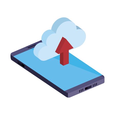 smartphone with cloud computing and arrow upload vector illustration designのイラスト素材