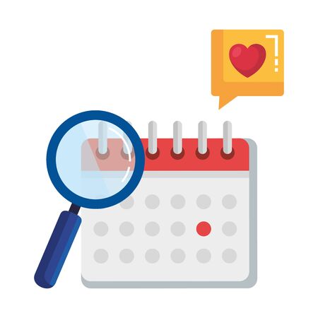 calendar reminder with magnifying glass and speech bubble vector illustrationのイラスト素材