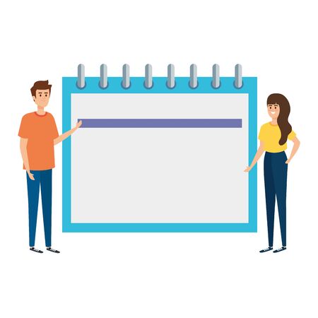 couple lifitng calendar date reminder vector illustration designのイラスト素材