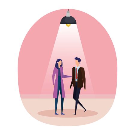 business couple in the workplace characters vector illustration designのイラスト素材