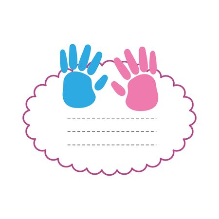 baby shower card with hands prints vector illustration designのイラスト素材