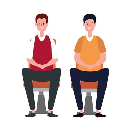 elegant businessmen workers seated in office chairs vector illustration designのイラスト素材