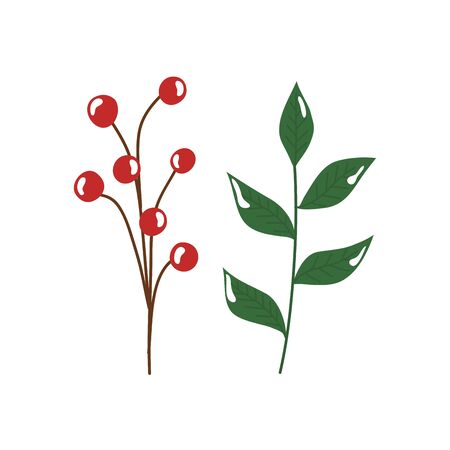 branches with leafs and seeds isolated icon vector illustration designのイラスト素材