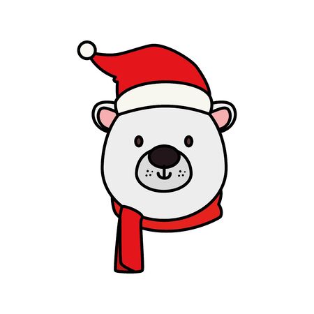 head of cute bear character merry christmas vector illustration designのイラスト素材
