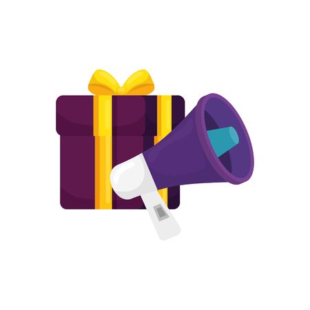 megaphone with gift box isolated icon vector illustration designのイラスト素材
