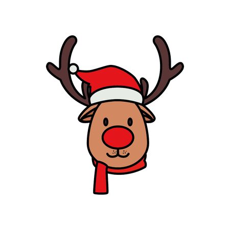 face of reindeer animal character merry christmas vector illustration designのイラスト素材