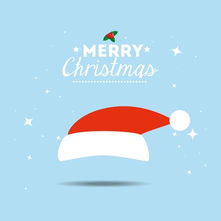 merry christmas poster with hat traditional vector illustration designのイラスト素材