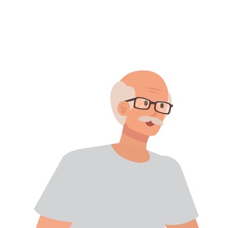 old man with eyeglasses avatar character vector illustration designのイラスト素材