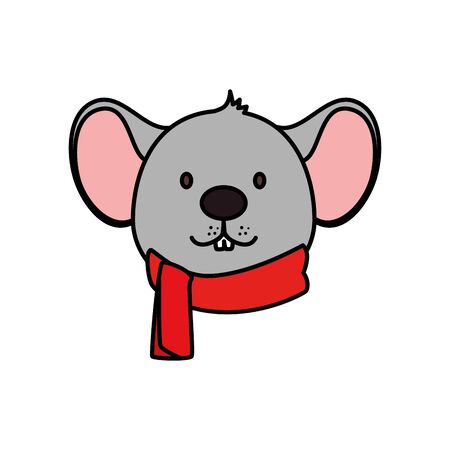 face of mouse merry christmas character vector illustration designのイラスト素材