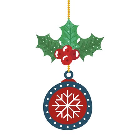 ball christmas hanging with leafs and seeds vector illustration designのイラスト素材
