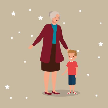 grandmother with grandson avatar character vector illustration designのイラスト素材