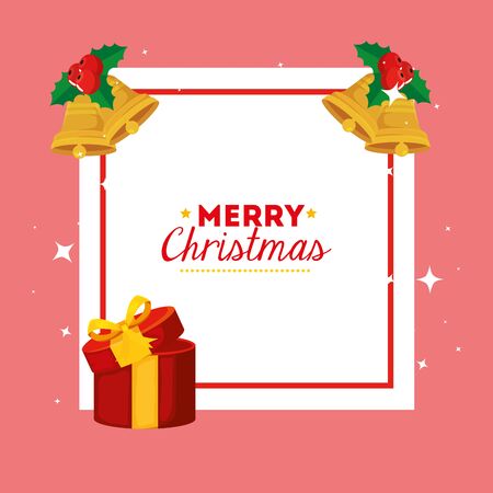 merry christmas card with gift box and decoration vector illustration designのイラスト素材