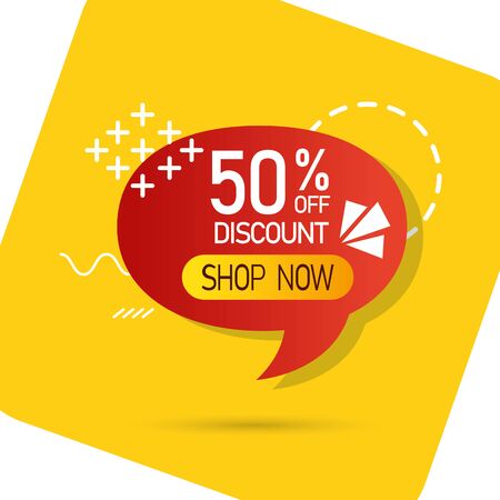 commercial label with fifty percent discount in speech bubble vector illustration designのイラスト素材