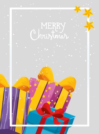 merry christmas poster with gift box vector illustration designのイラスト素材