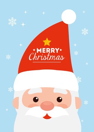 merry christmas poster with face of santa claus vector illustration designのイラスト素材