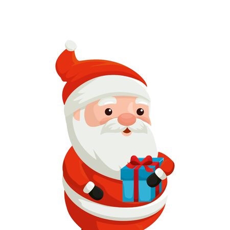 santa claus character merry christmas with gift box vector illustration designのイラスト素材
