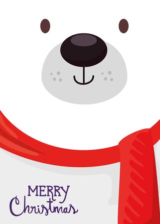 merry christmas poster with face bear vector illustration designのイラスト素材