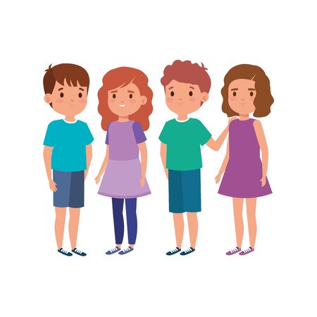 cute little children avatar character vector illustration designのイラスト素材
