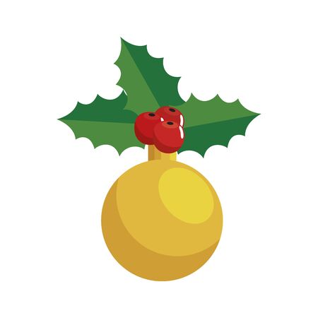 ball christmas decoration with leafs and seeds vector illustration designのイラスト素材