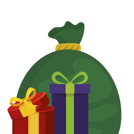 bag with gift boxes presents isolated icon vector illustration designのイラスト素材
