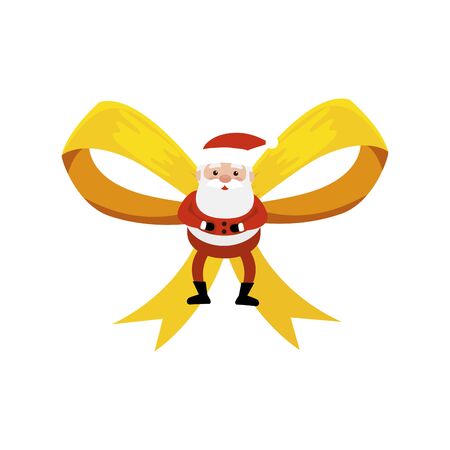 merry christmas santa claus with bow ribbon vector illustration designのイラスト素材