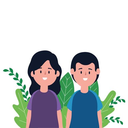 little kids couple on the park scene vector illustration designのイラスト素材