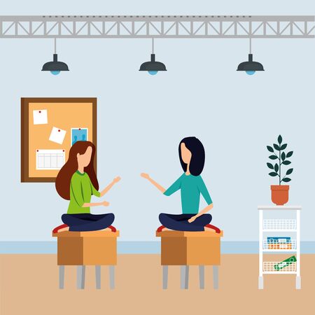 elegant businesswomen workers in the office vector illustration designのイラスト素材