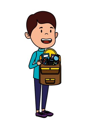 happy student boy with schoolbag vector illustration designのイラスト素材