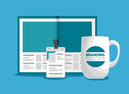 business brochure with license and coffee cup vector illustrationのイラスト素材