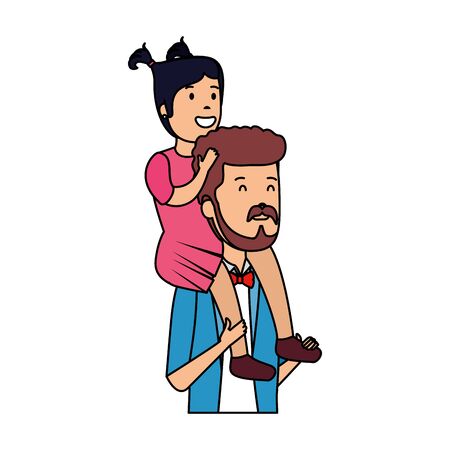 father with daughter characters vector illustration designのイラスト素材