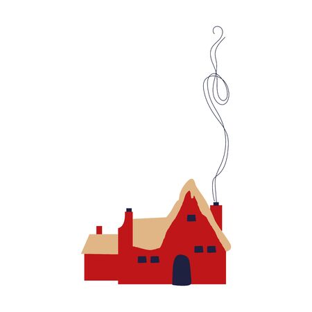 cute little house with chimney icon vector illustration designのイラスト素材