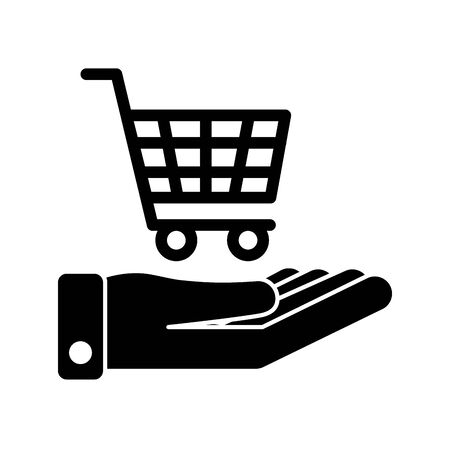 hand lifting shopping cart commerce vector illustration designのイラスト素材