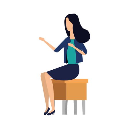 elegant businesswoman seated in bench vector illustration designのイラスト素材