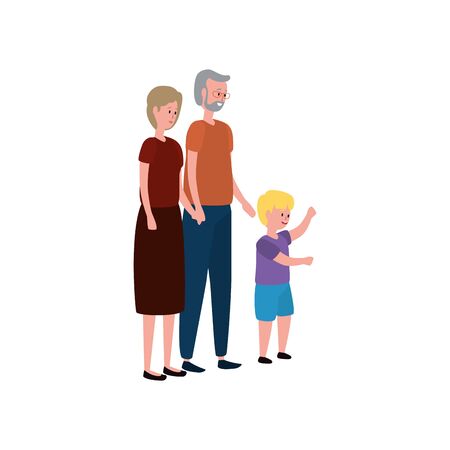 cute grandparents couple with grandson vector illustration designのイラスト素材