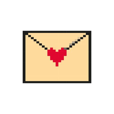 envelope with heart 8 bits pixelated style icon vector illustration designのイラスト素材