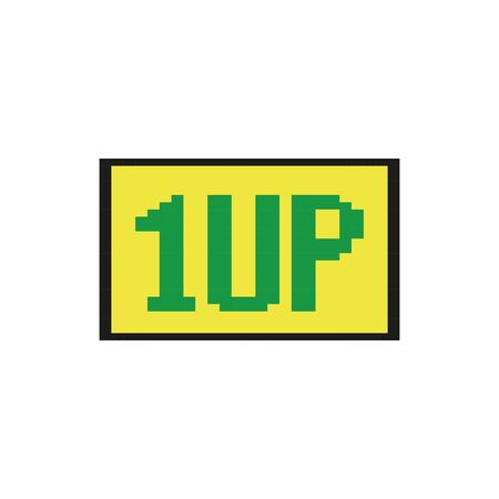 1 up label 8 bits pixelated style icon vector illustration designのイラスト素材
