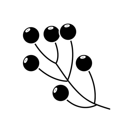 branch with holly fruits traditional christmas line style vector illustration designのイラスト素材