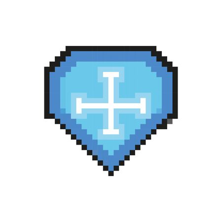 shield guard 8 bits pixelated style icon vector illustration designのイラスト素材
