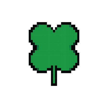 clover leaf 8 bits pixelated style icon vector illustration designのイラスト素材