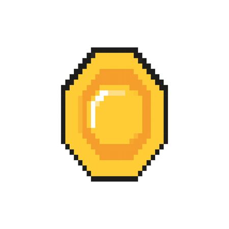 coin 8 bits pixelated style icon vector illustration designのイラスト素材