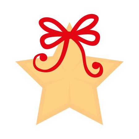 star decoration christmas with bow ribbon isolated icon vector illustration designのイラスト素材