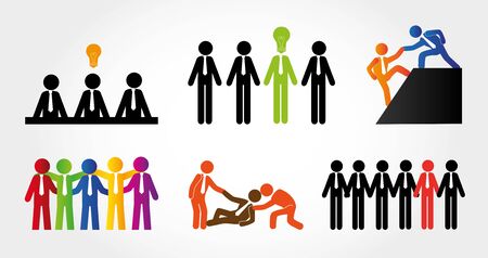 bundle of silhouette business people avatar character vector illustration designのイラスト素材